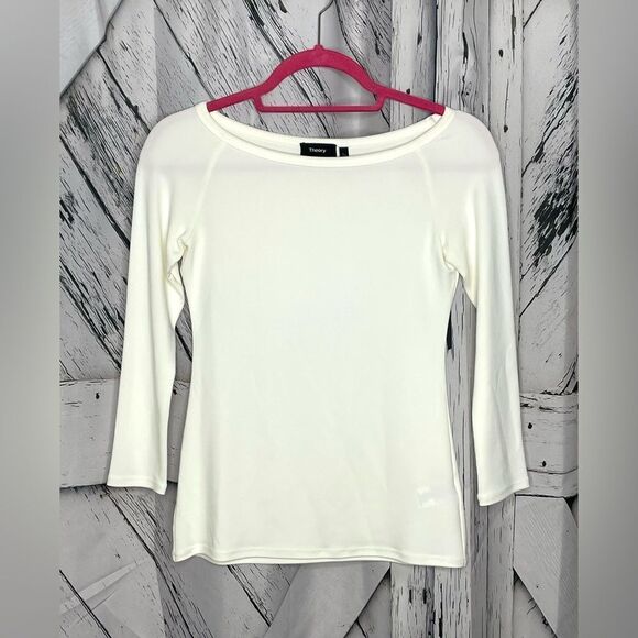 Theory Ennalyn Top Matte Jersey Wide Neck White S - Picture 1 of 5